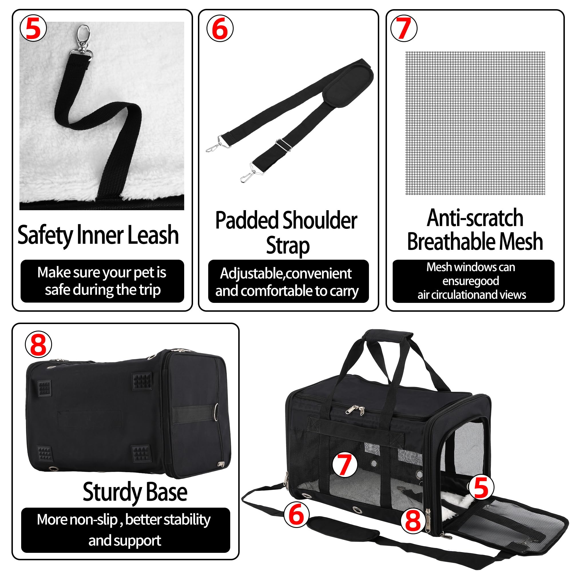 SWUVVI carrier removable four-layer mat—easy cleaning and comfort.