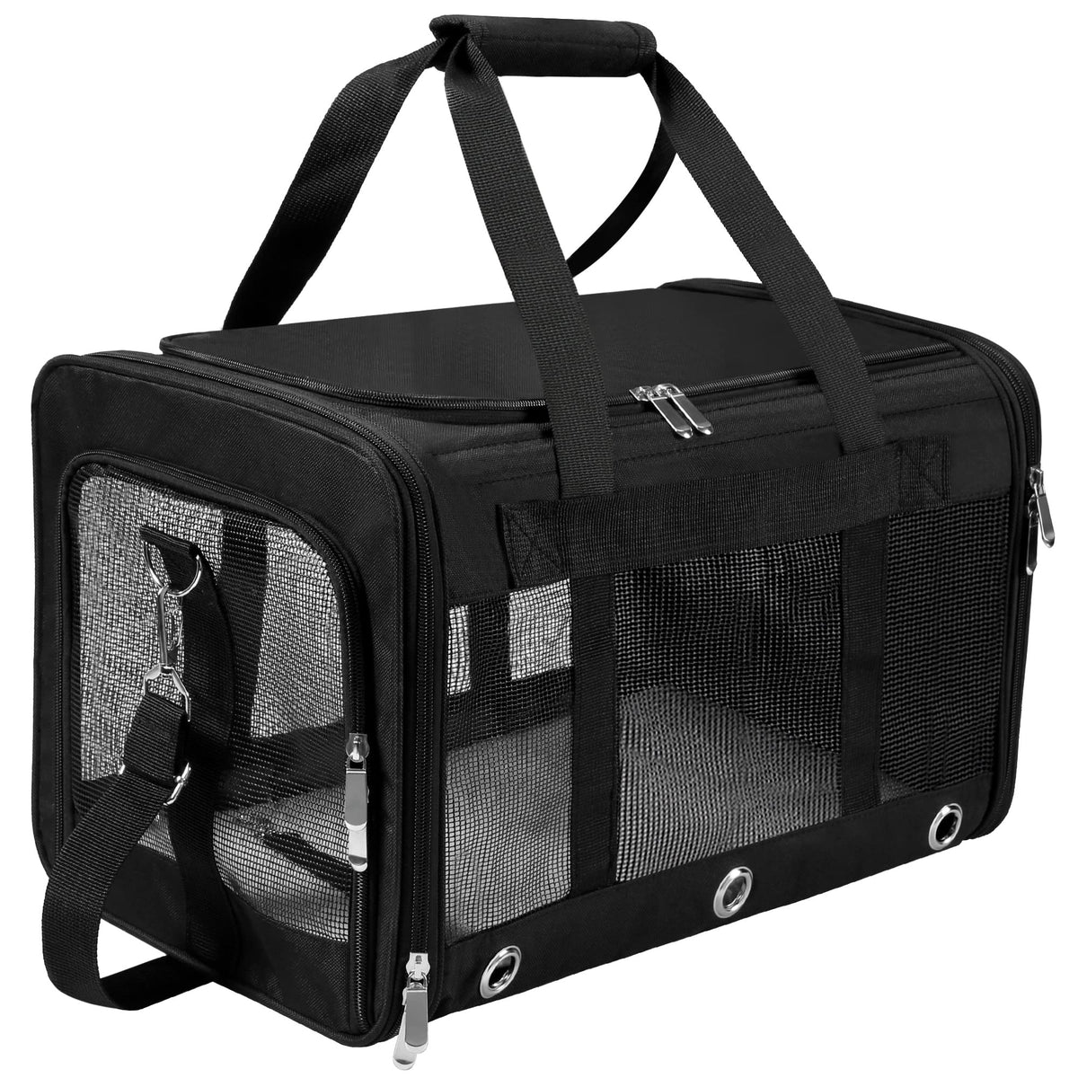 SWUVVI soft-sided carrier top view—under-seat travel readiness.