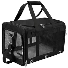 SWUVVI soft-sided carrier top view—under-seat travel readiness.