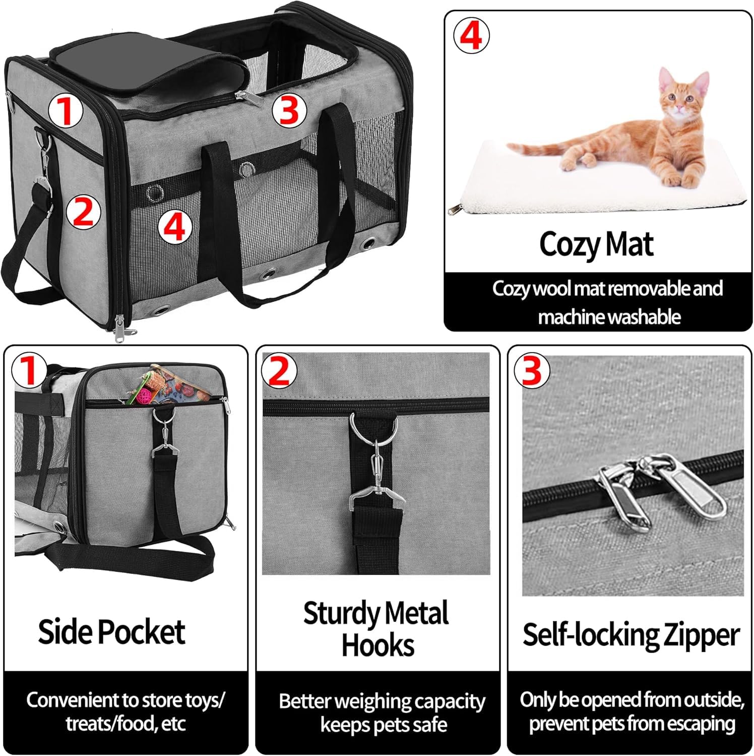 SWUVVI soft sided pet carrier under-seat friendly for airline travel and car rides.