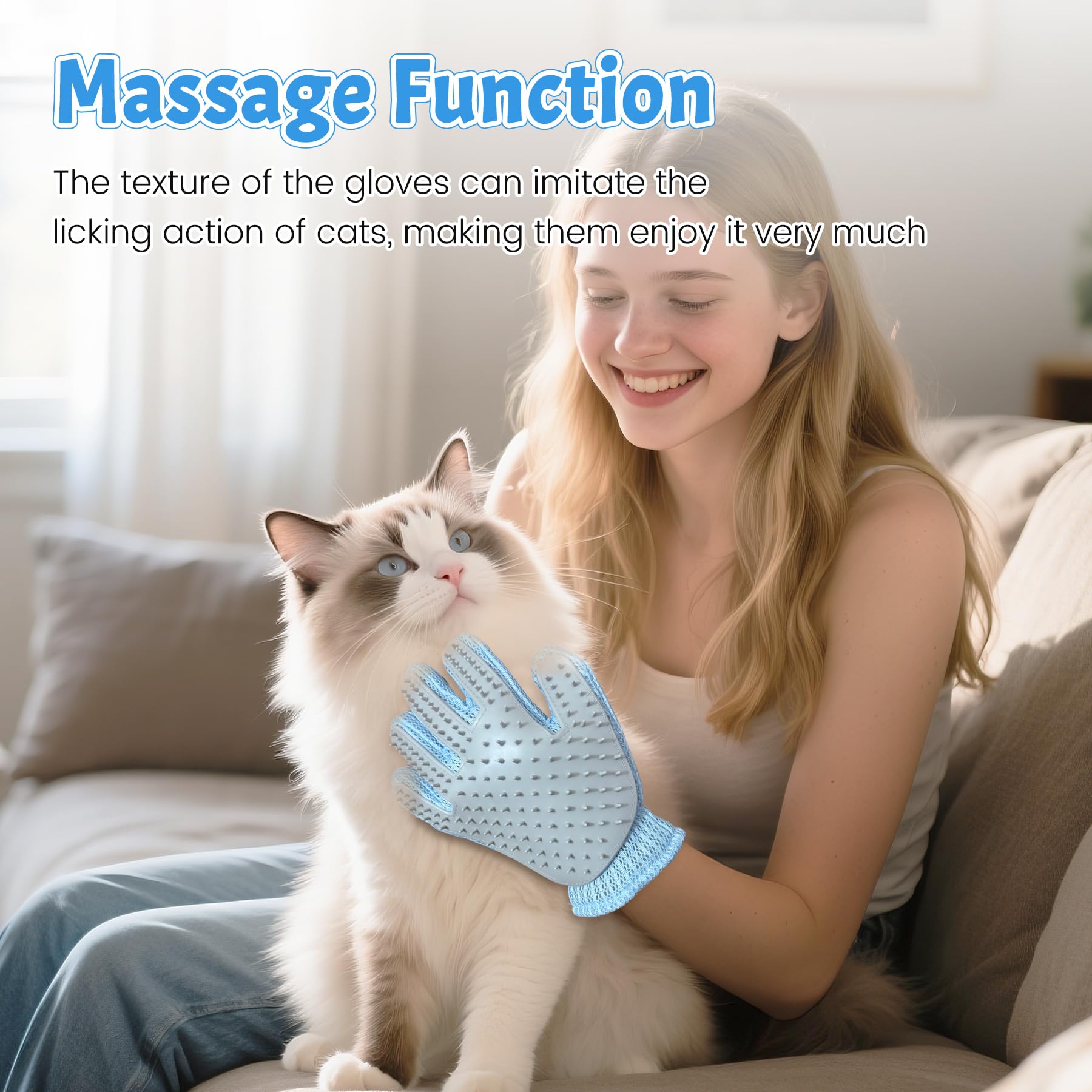 Swwrtbywer Pet Hair Removal Glove cat grooming emphasizes soft mesh and reach