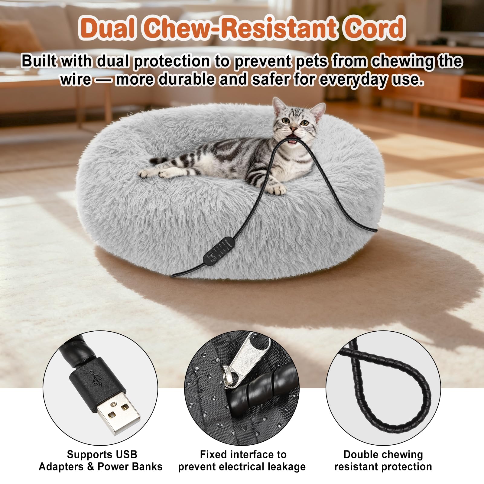 SXBSXB round donut bed cover showcases plush surface and removable washable cover.