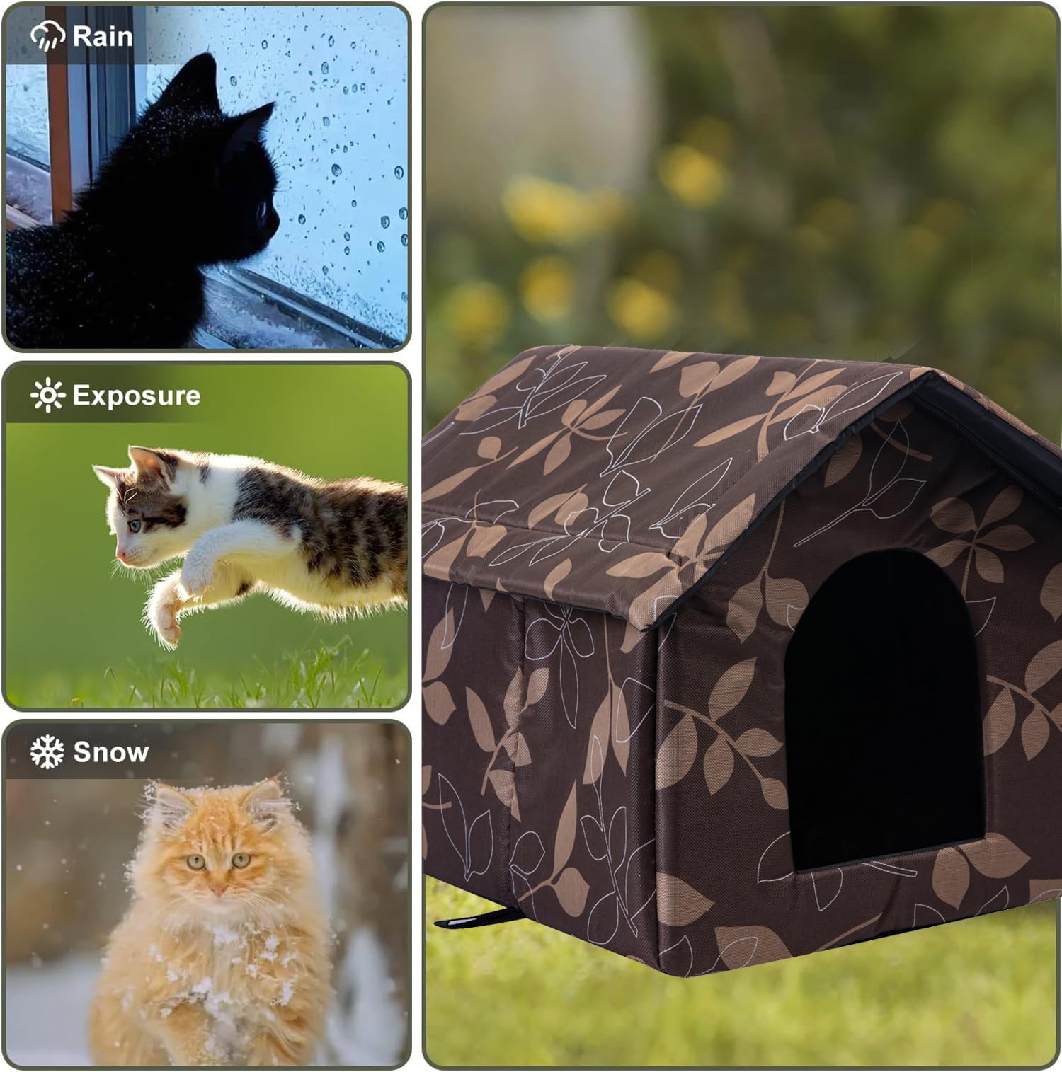 SXOZH cat house outdoor brown large dimensions indicate spacious shelter