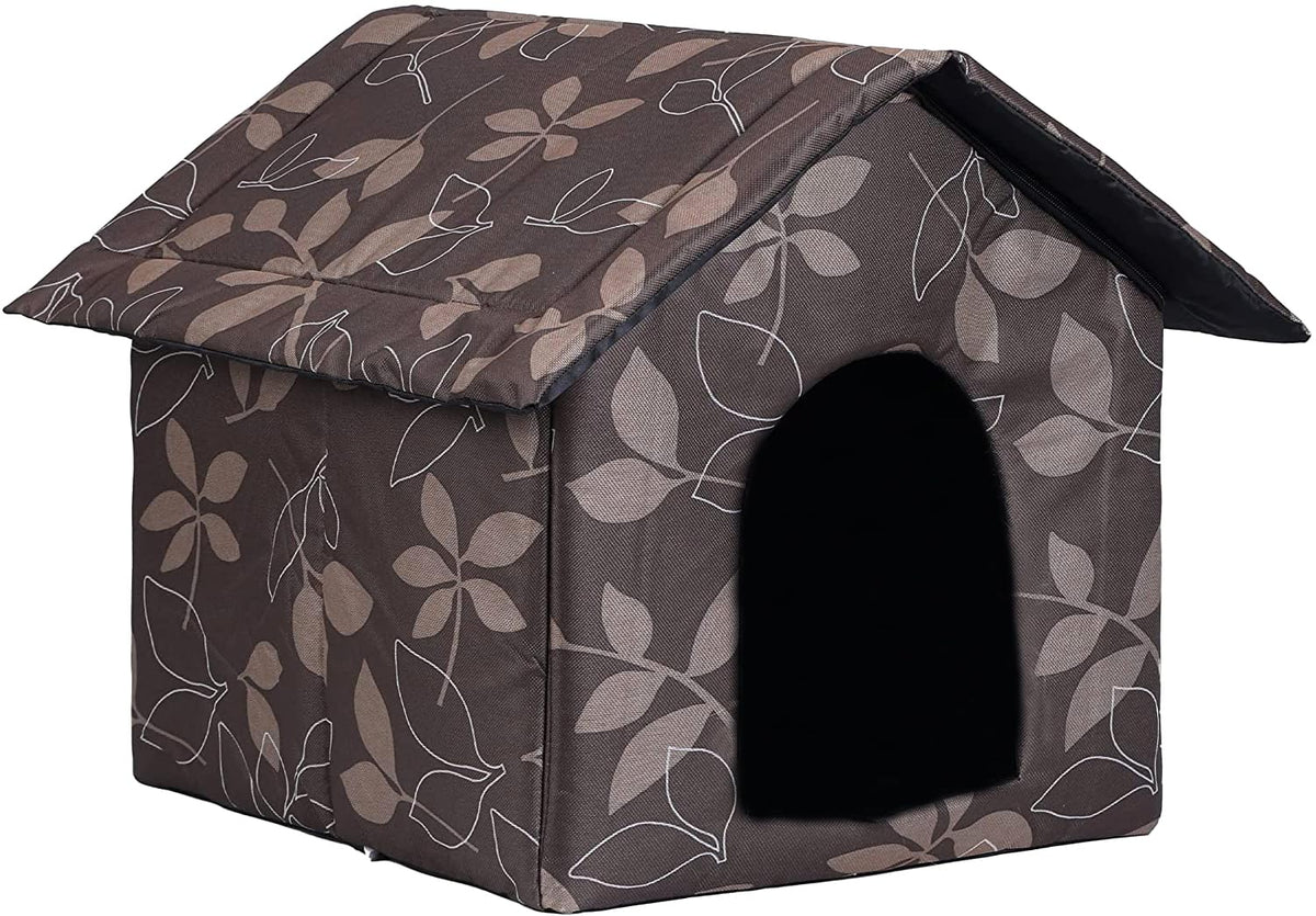 SXOZH cat house outdoor brown large front view for weatherproof shelter