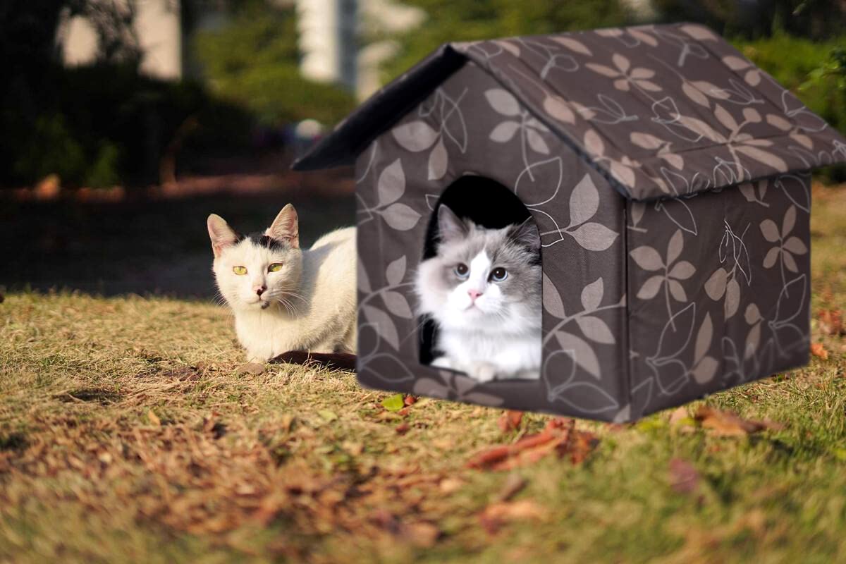 SXOZH cat house outdoor brown large porch use for stray cats