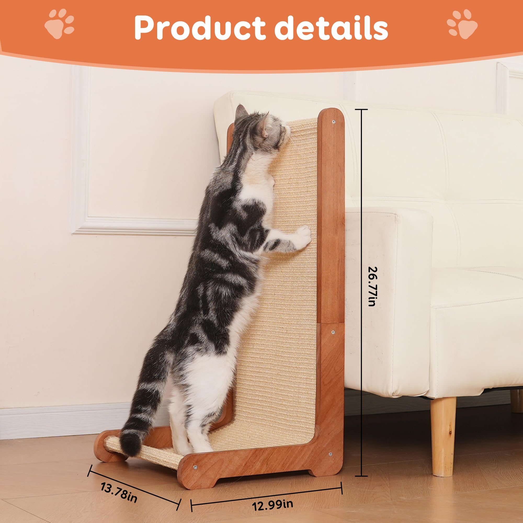 Sxtglxr cat scratching board L-shape offers versatile vertical and horizontal scratching options.