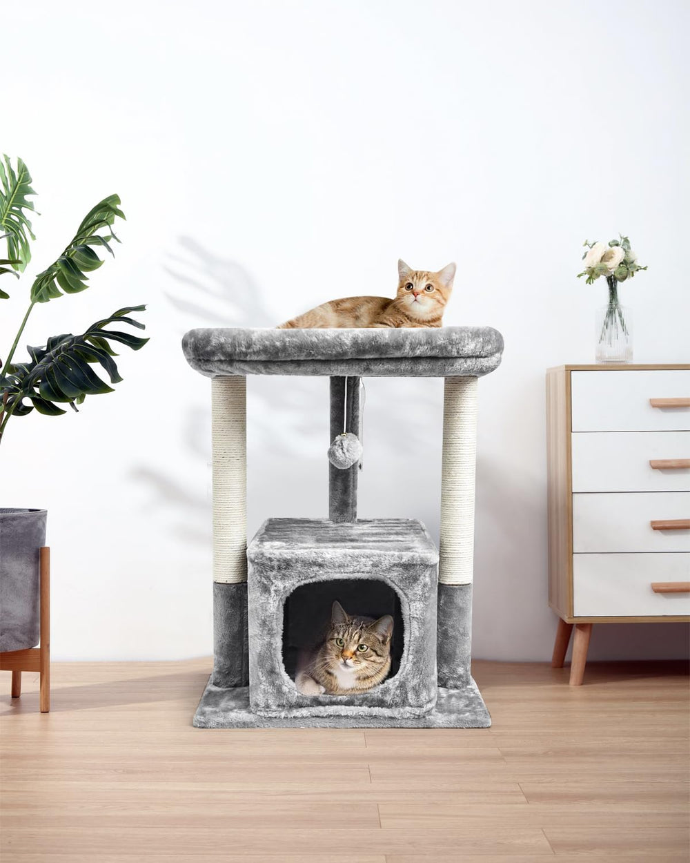 SYANDLVY cat tree gray modern design complements living spaces.