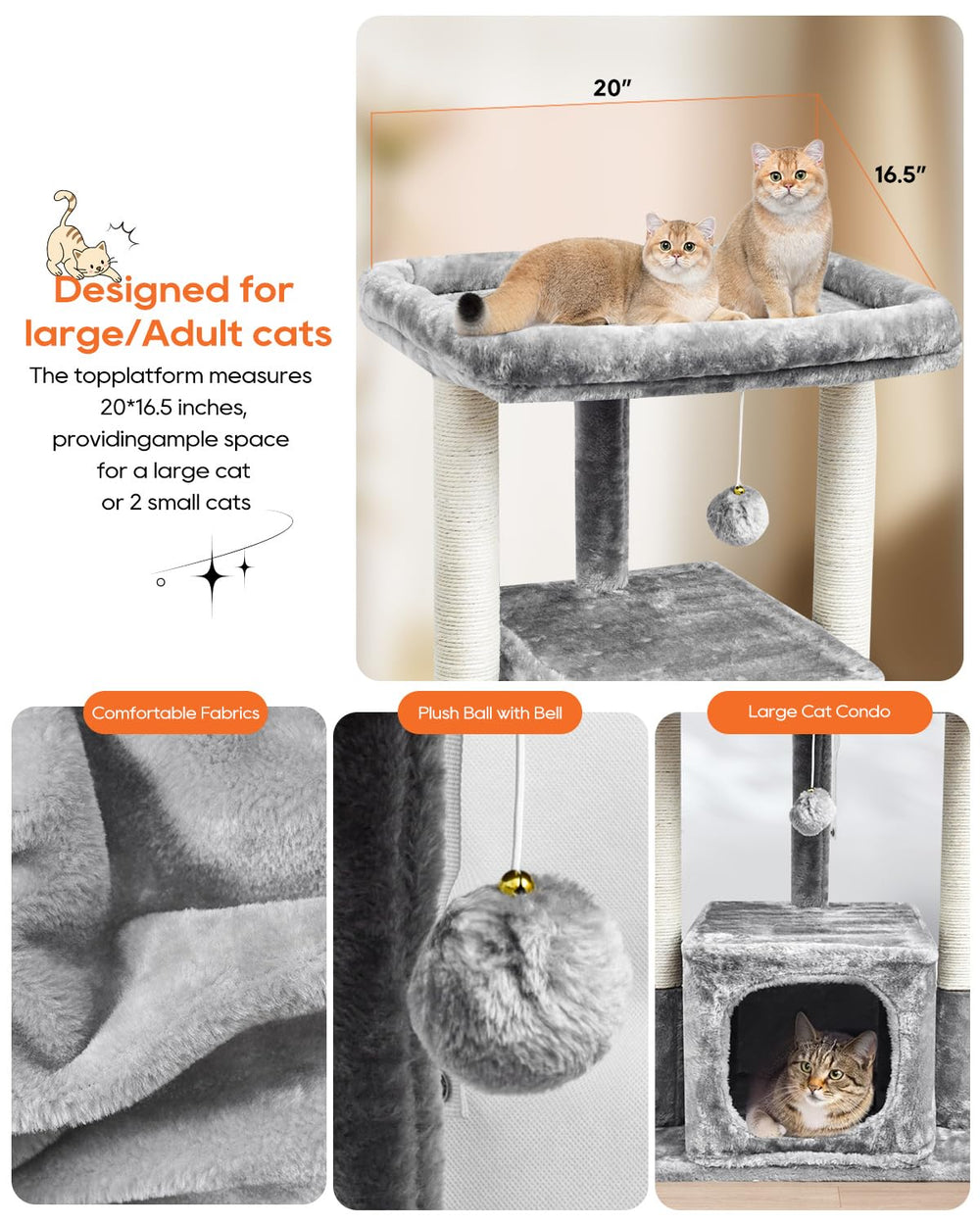 SYANDLVY cat tree removable cushions simplify deep cleaning.