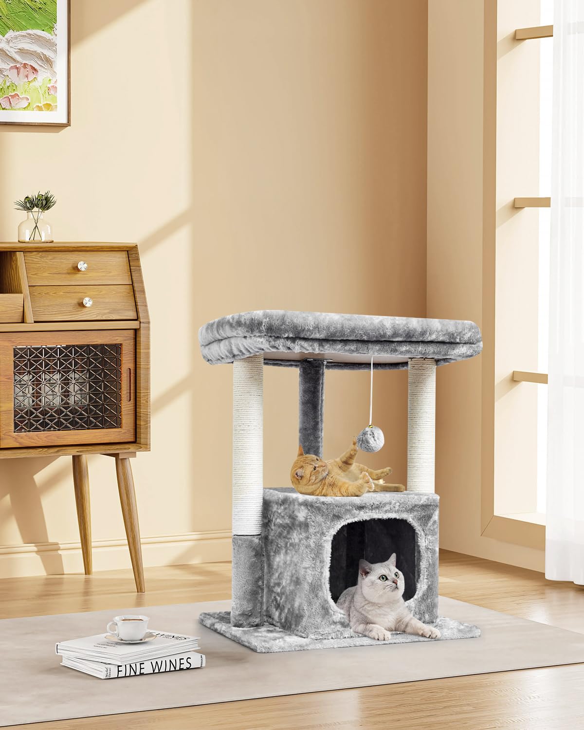 SYANDLVY cat tree sturdy base plates provide stable support.