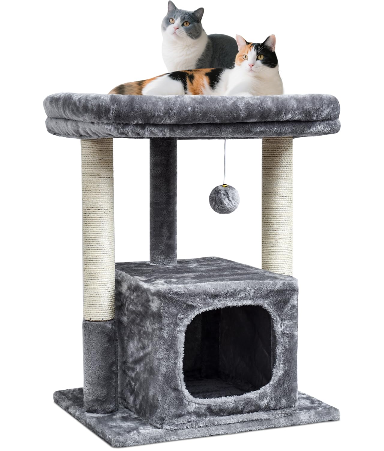 SYANDLVY cat tree top plush perch offers cozy lounging for cats.