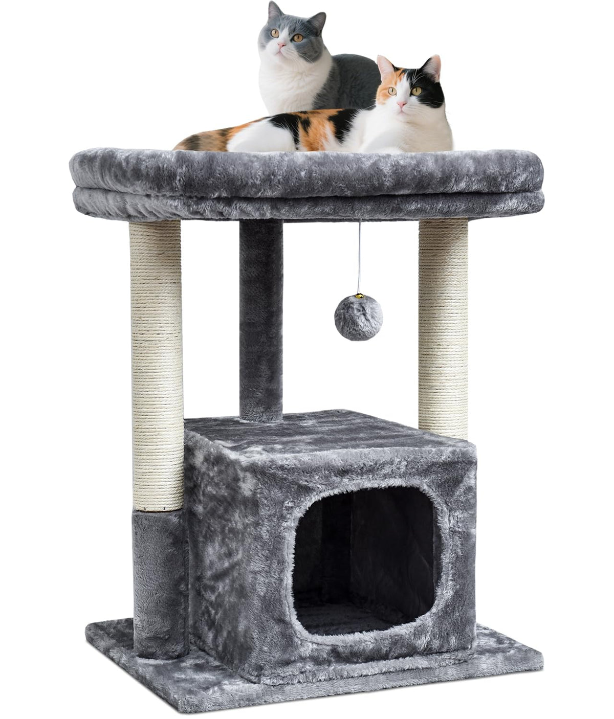 SYANDLVY cat tree top plush perch offers cozy lounging for cats.