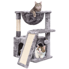 SYANDLVY cat tree base stability keeps indoor climbers steady during playful jumps.