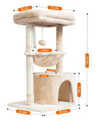 SYANDLVY cat tree basket lounger creates a warm nap space for kittens.