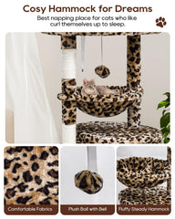 SYANDLVY leopard print cat tower with plush cover offers comfy play surfaces