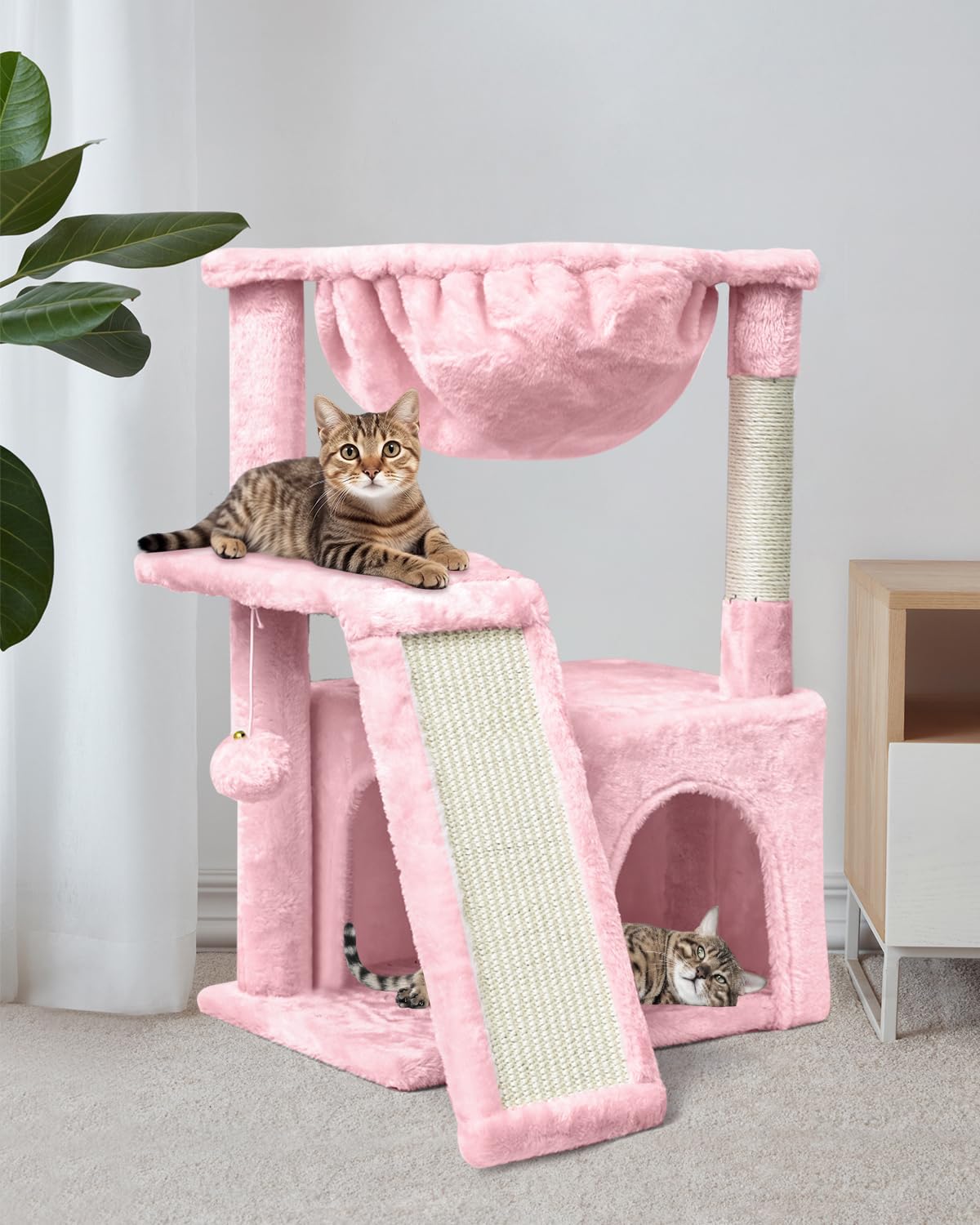 SYANDLVY cat tree condo cave image provides private snuggle space for cats