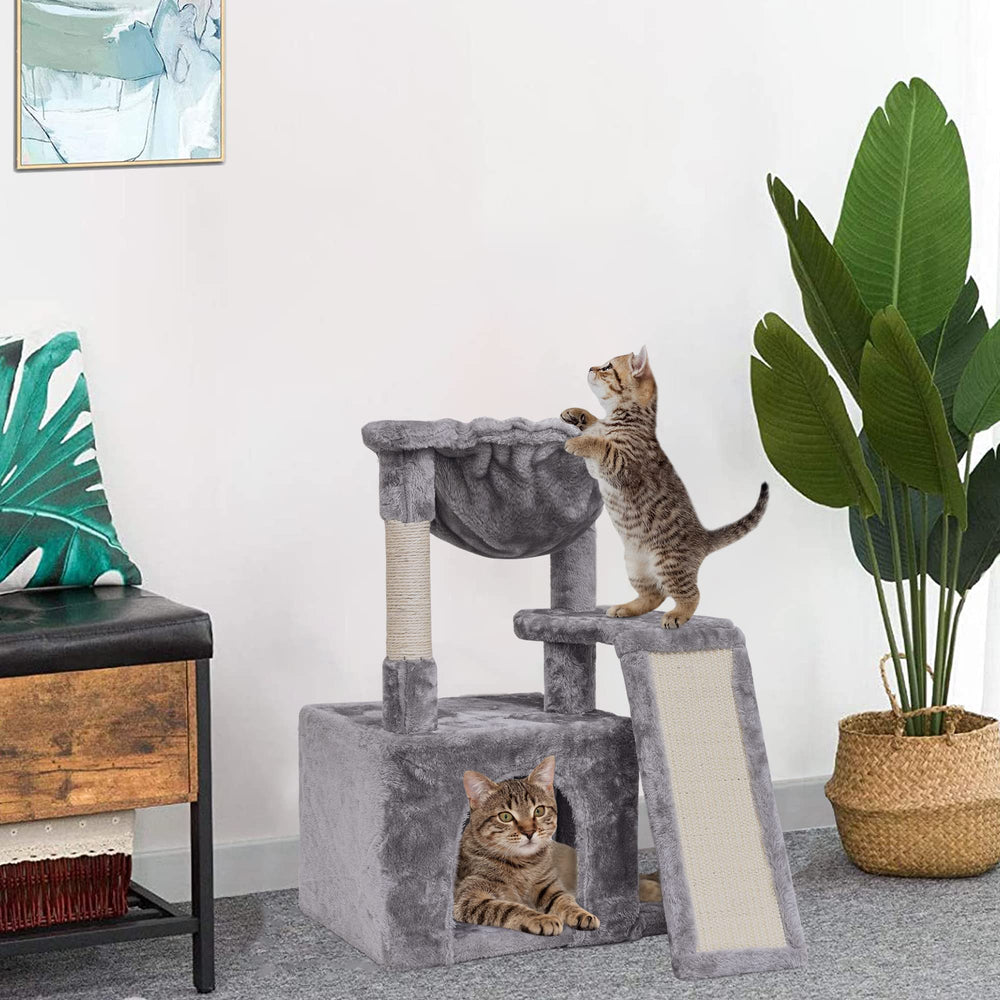 SYANDLVY cat tree condo with plush perch creates private retreat after busy days.