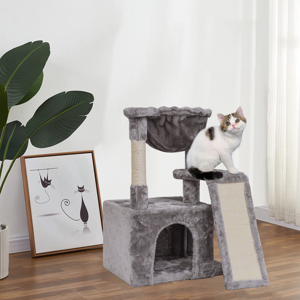 SYANDLVY cat tree hanging ball invites interactive play and enrichment.