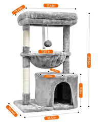 SYANDLVY cat tree hanging ball invites interactive play and chasing fun