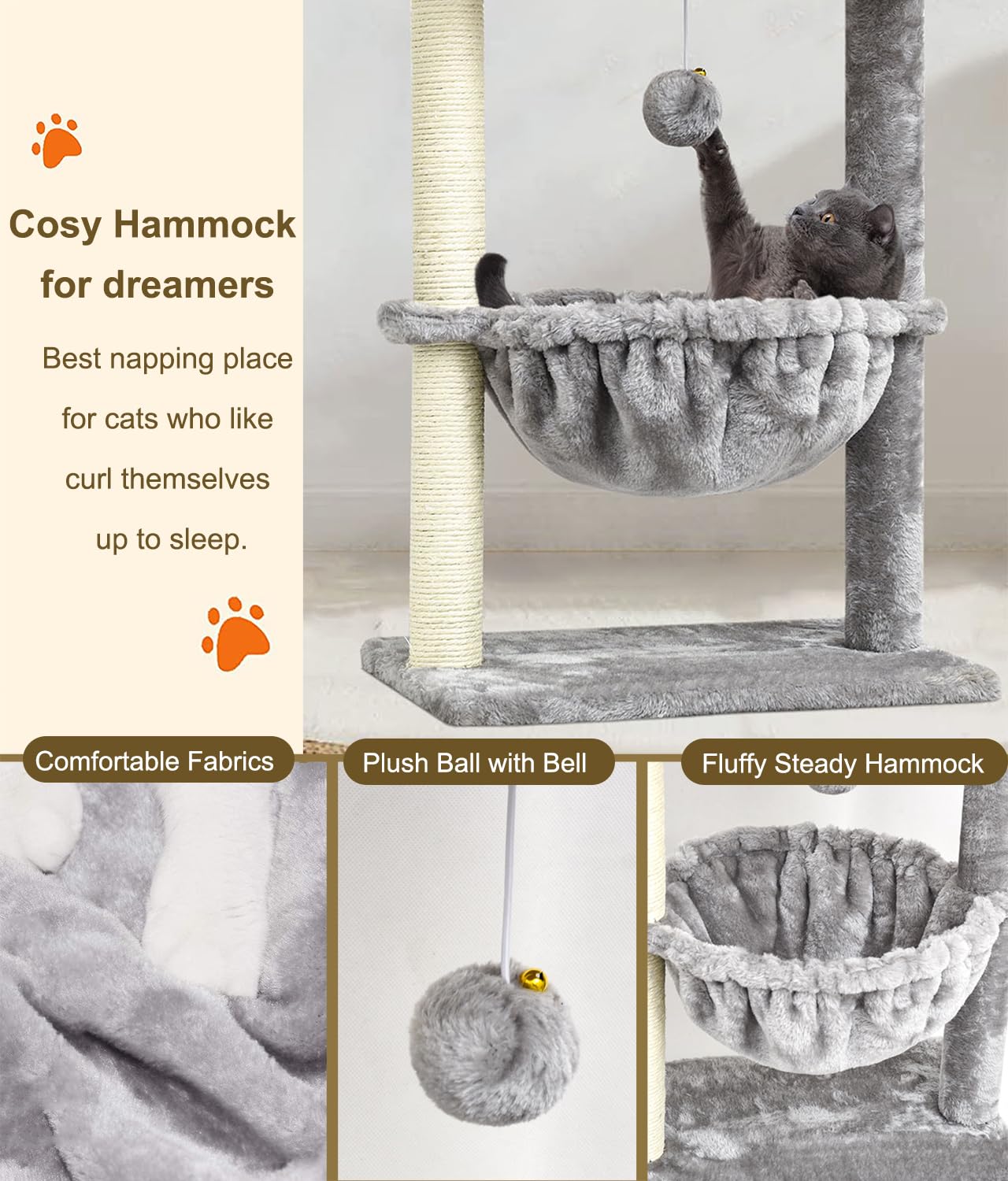 SYANDLVY cat tree hanging ball promotes interactive play and exercise.
