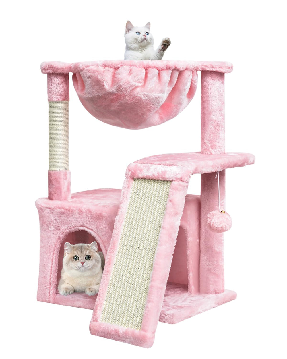 SYANDLVY cat tree large indoor pink demonstrates sturdy structure for safe climbing
