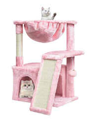 SYANDLVY cat tree large indoor pink demonstrates sturdy structure for safe climbing