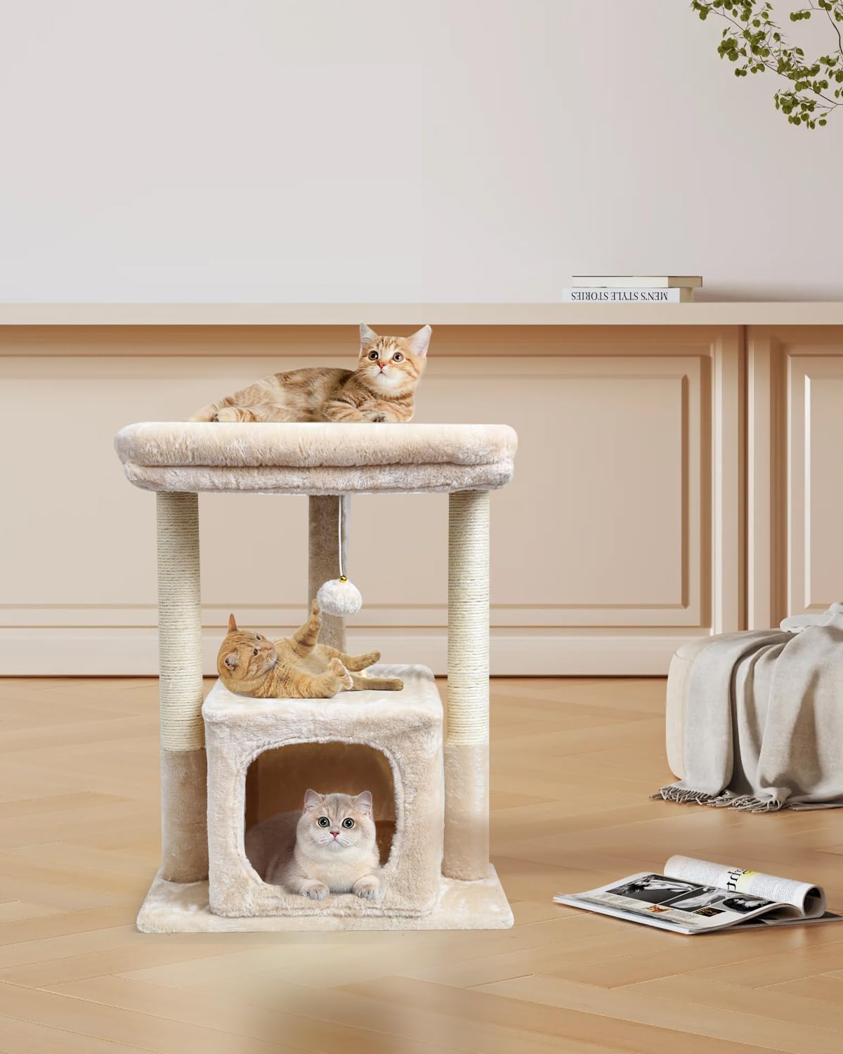 SYANDLVY cat tree skin-friendly plush provides warmth and comfort.