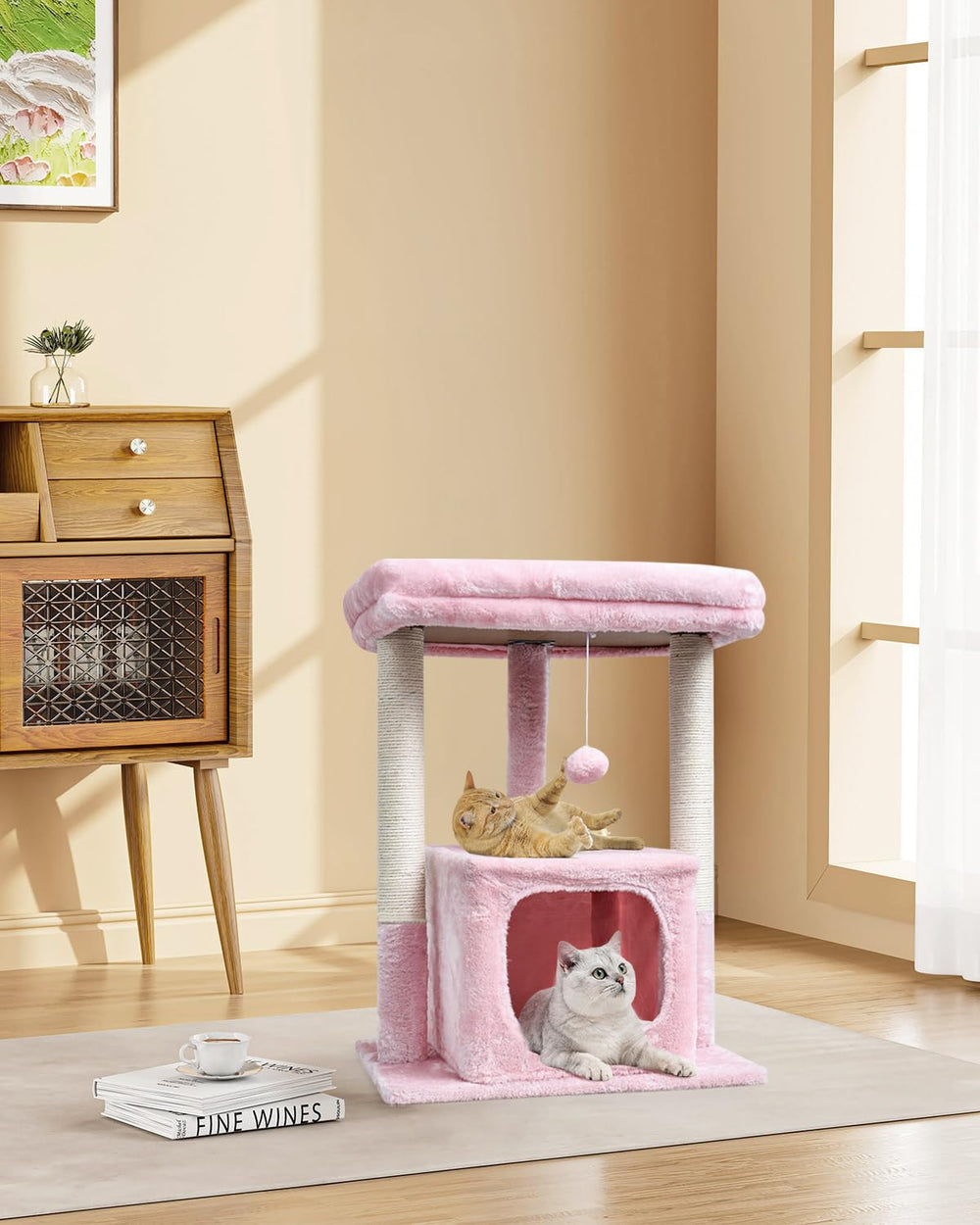 SYANDLVY cat tree with stable base provides safe jumps and climbs.