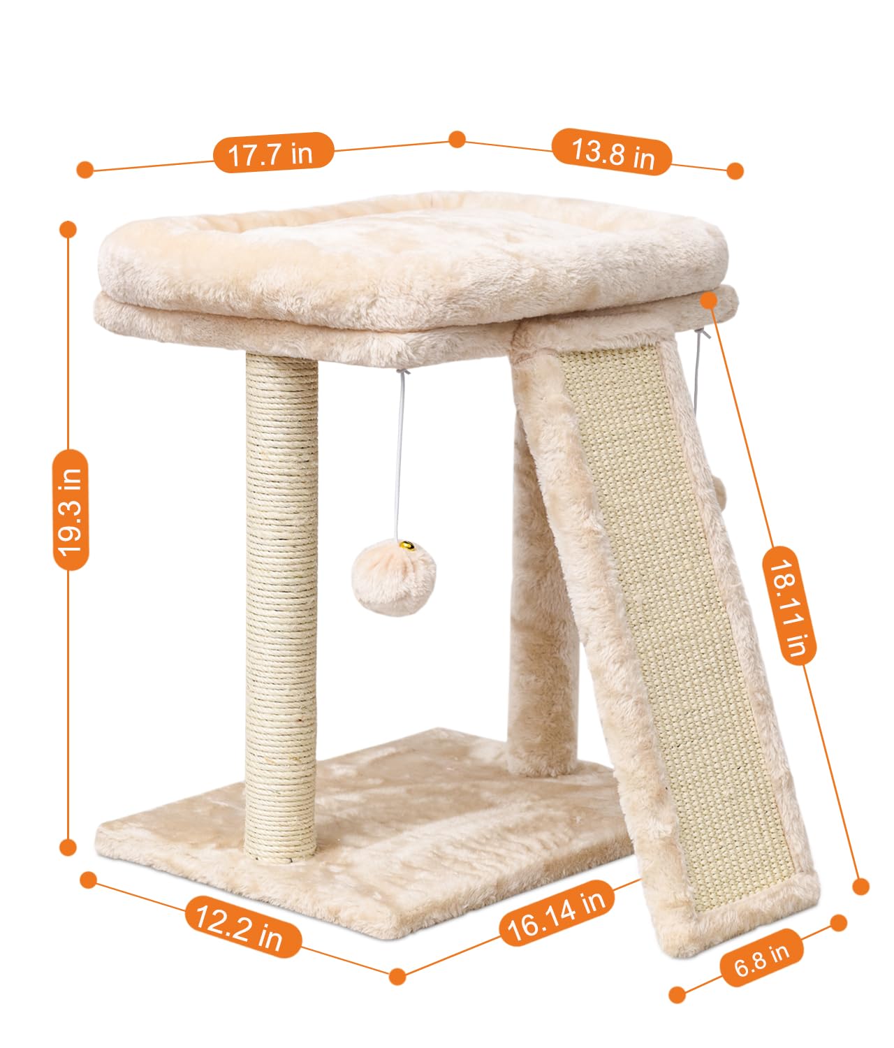 SYANDLVY cat tree sturdy base beige enhances stability during climbs