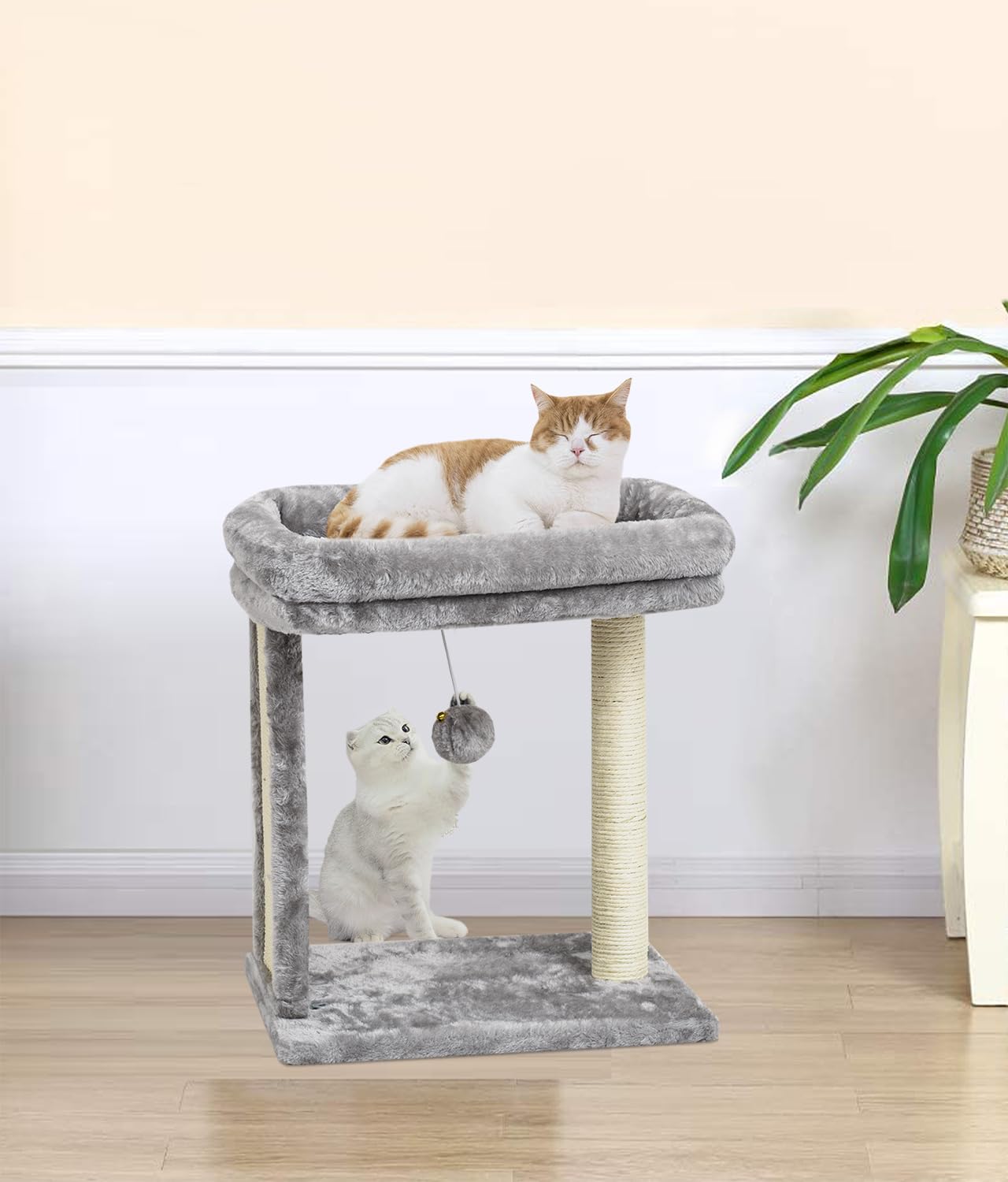SYANDLVY cat tree sturdy base keeps furniture safe during playful jumps.