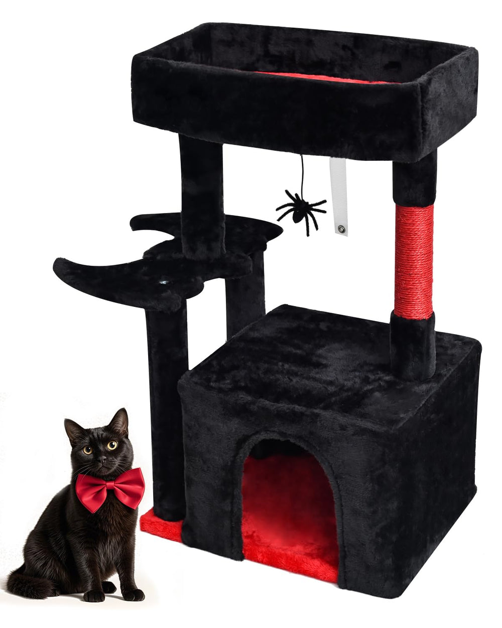 SYANDLVY Gothic cat tree top perch with plush softness for lounging after play.