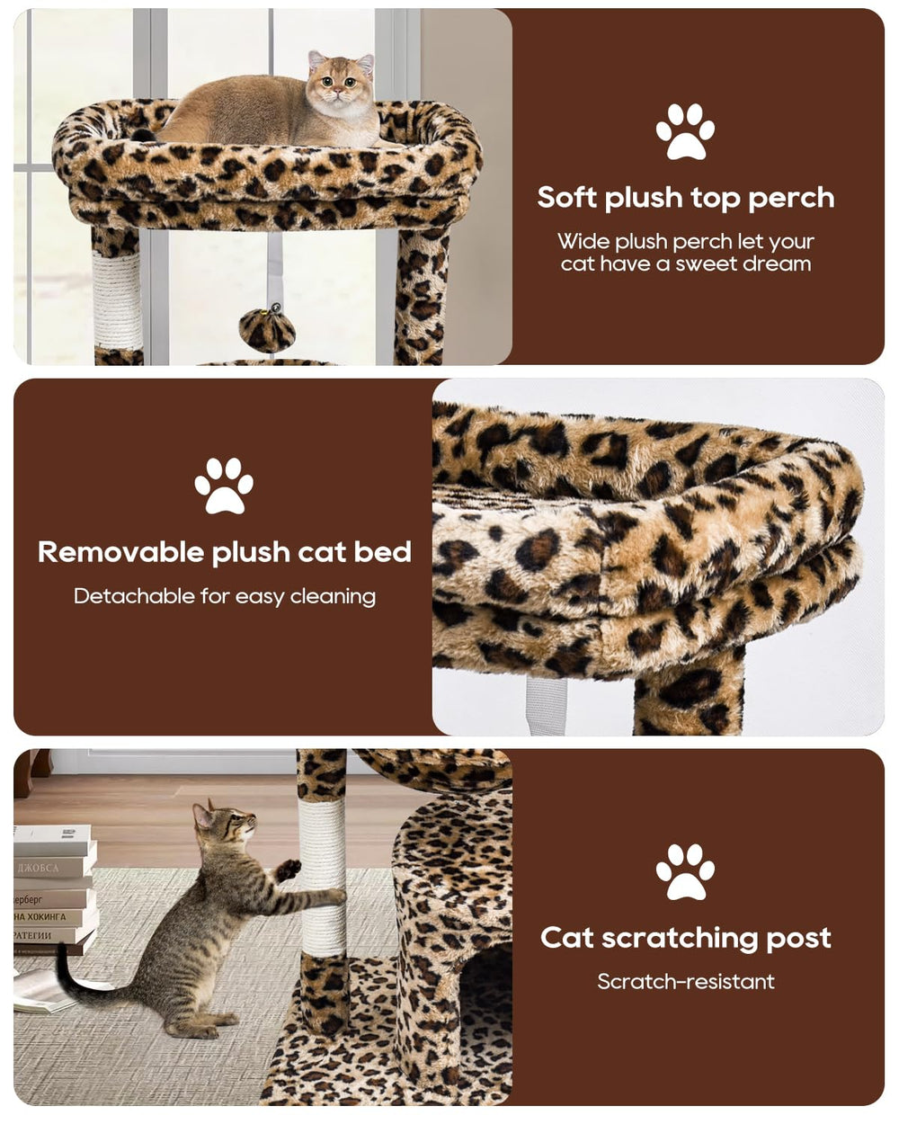 SYANDLVY leopard cat tower demonstrates compact design for small-space living
