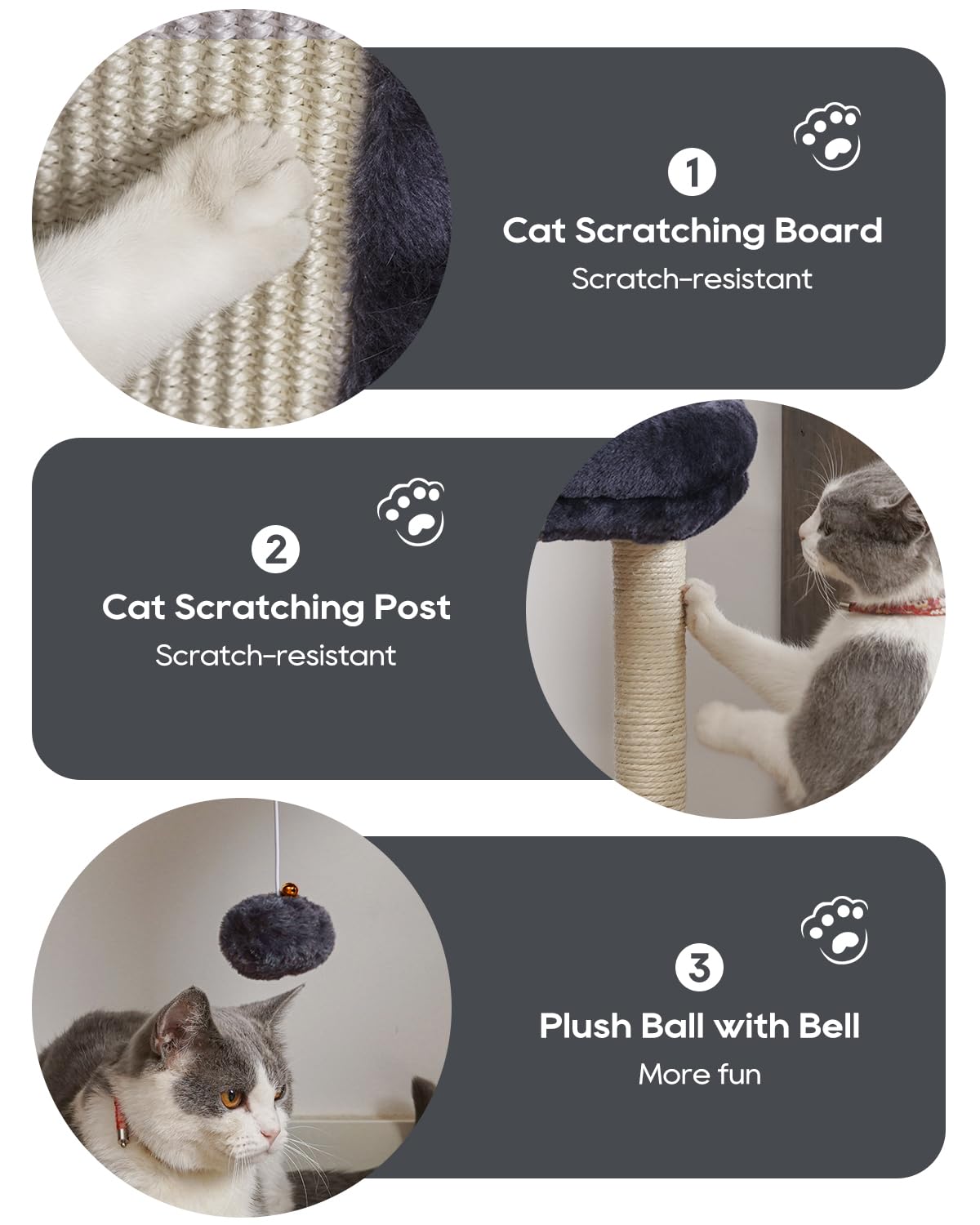 SYANDLVY Samll Cat Tree dangling balls invite interactive play.