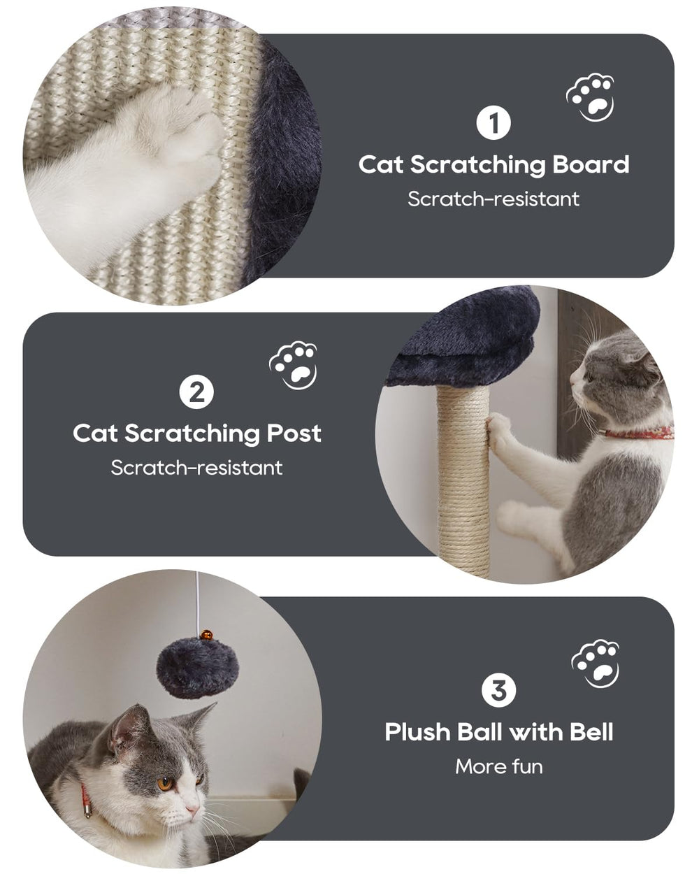 SYANDLVY Samll Cat Tree dangling balls invite interactive play.