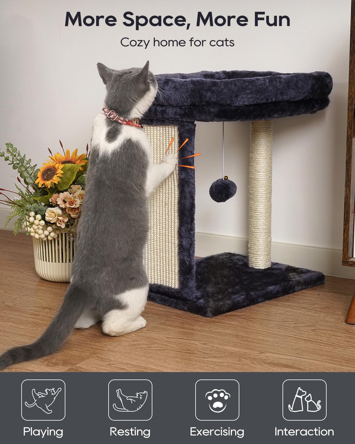 SYANDLVY Samll Cat Tree sisal board protects furniture from scratches.