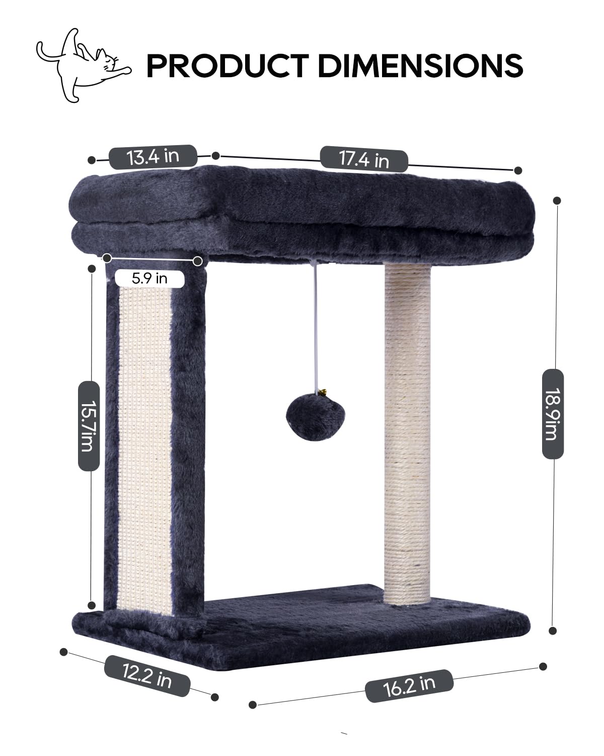 SYANDLVY Samll Cat Tree washable cushions simplify quick cleanups after play.