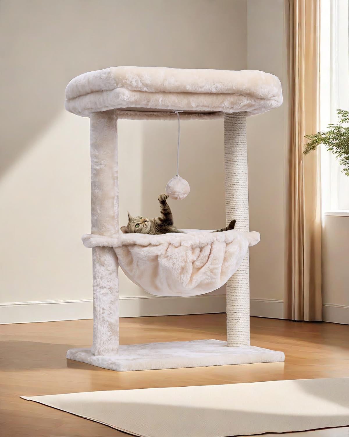SYANDLVY small cat tree reinforced base for stable climbing and safety.