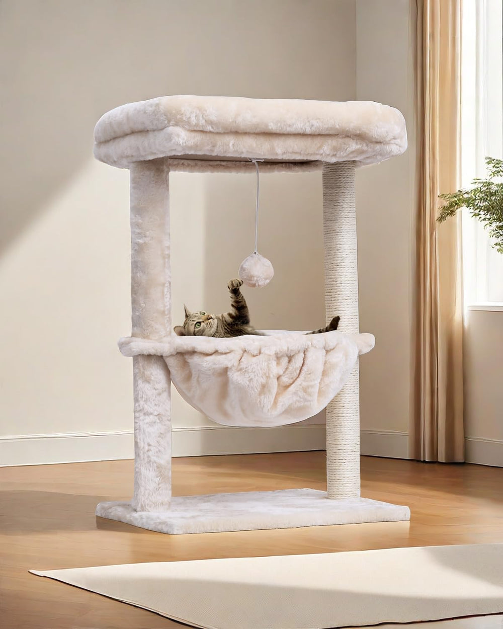 SYANDLVY small cat tree reinforced base for stable climbing and safety.