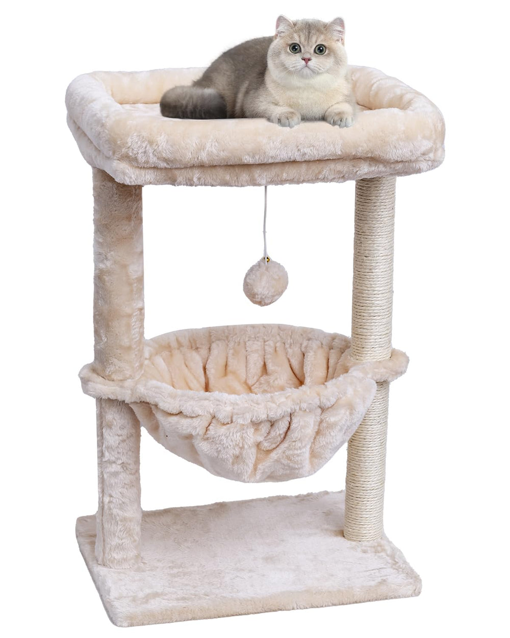 SYANDLVY small cat tree beige finish fits home decor and space-saving setup.