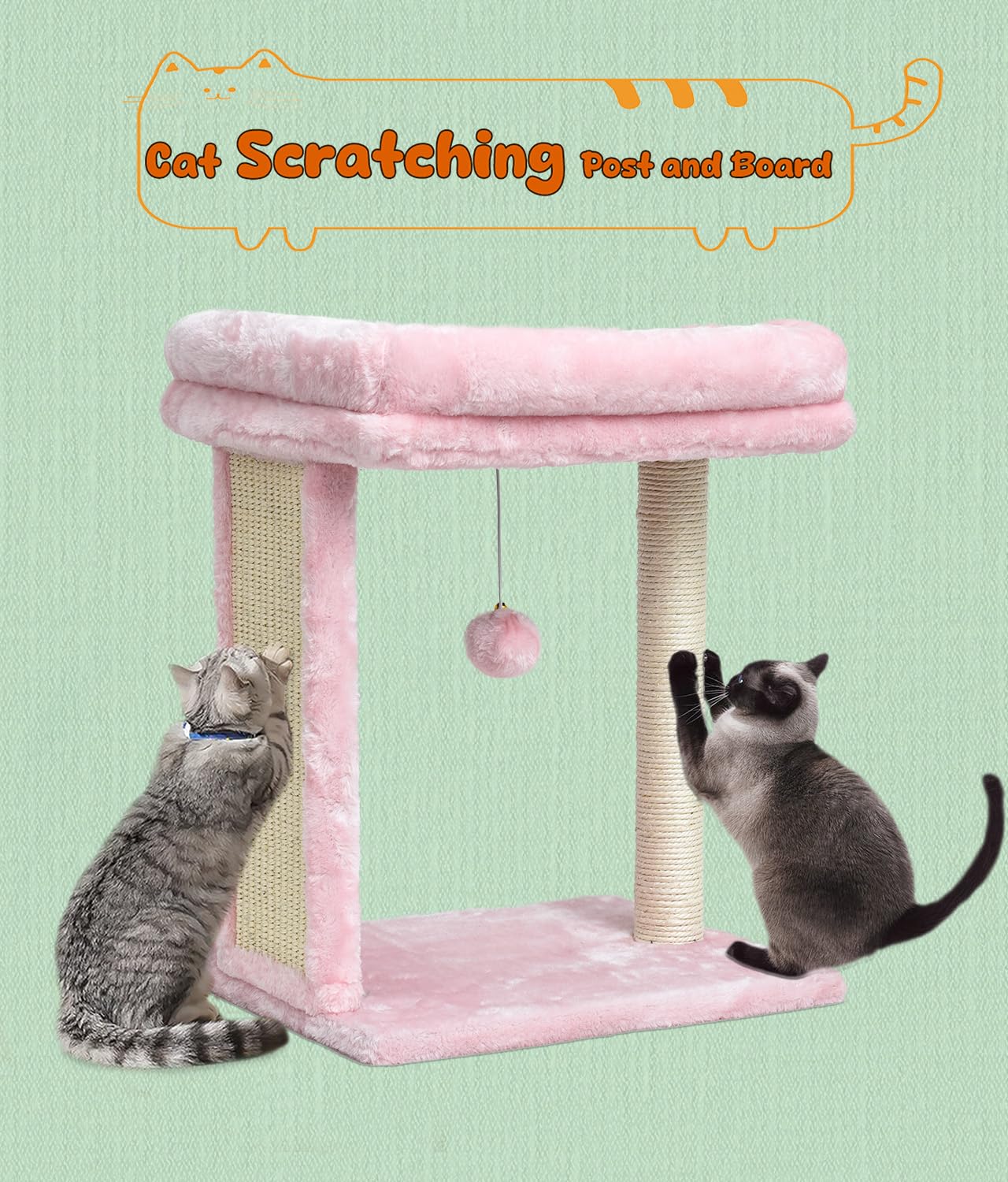 SYANDLVY pink cat tree sturdy base and reinforced support for stability
