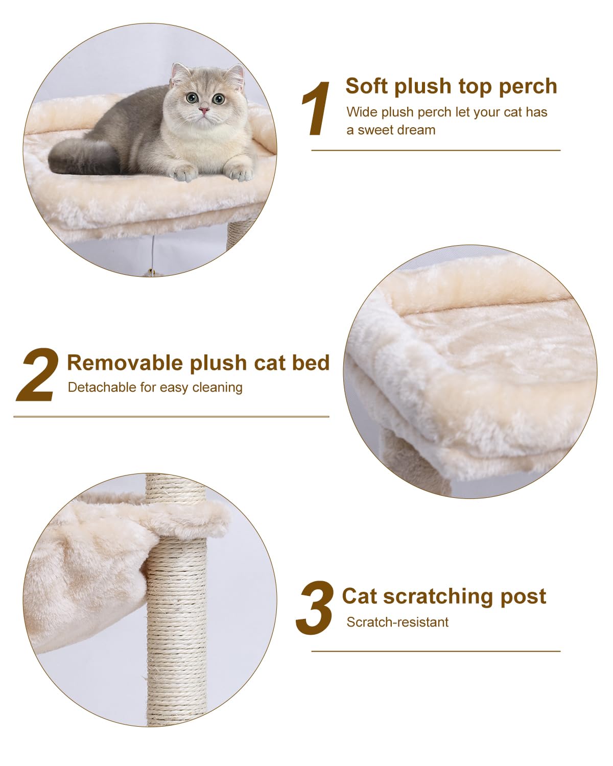 SYANDLVY small cat tree skin-friendly plush cover for warmth and comfort.