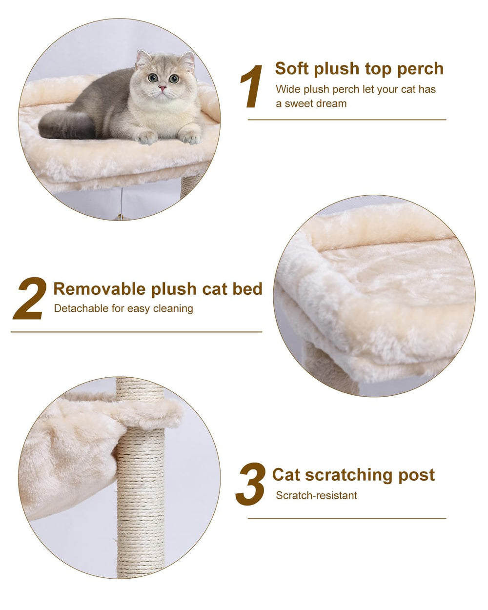 SYANDLVY small cat tree skin-friendly plush cover for warmth and comfort.