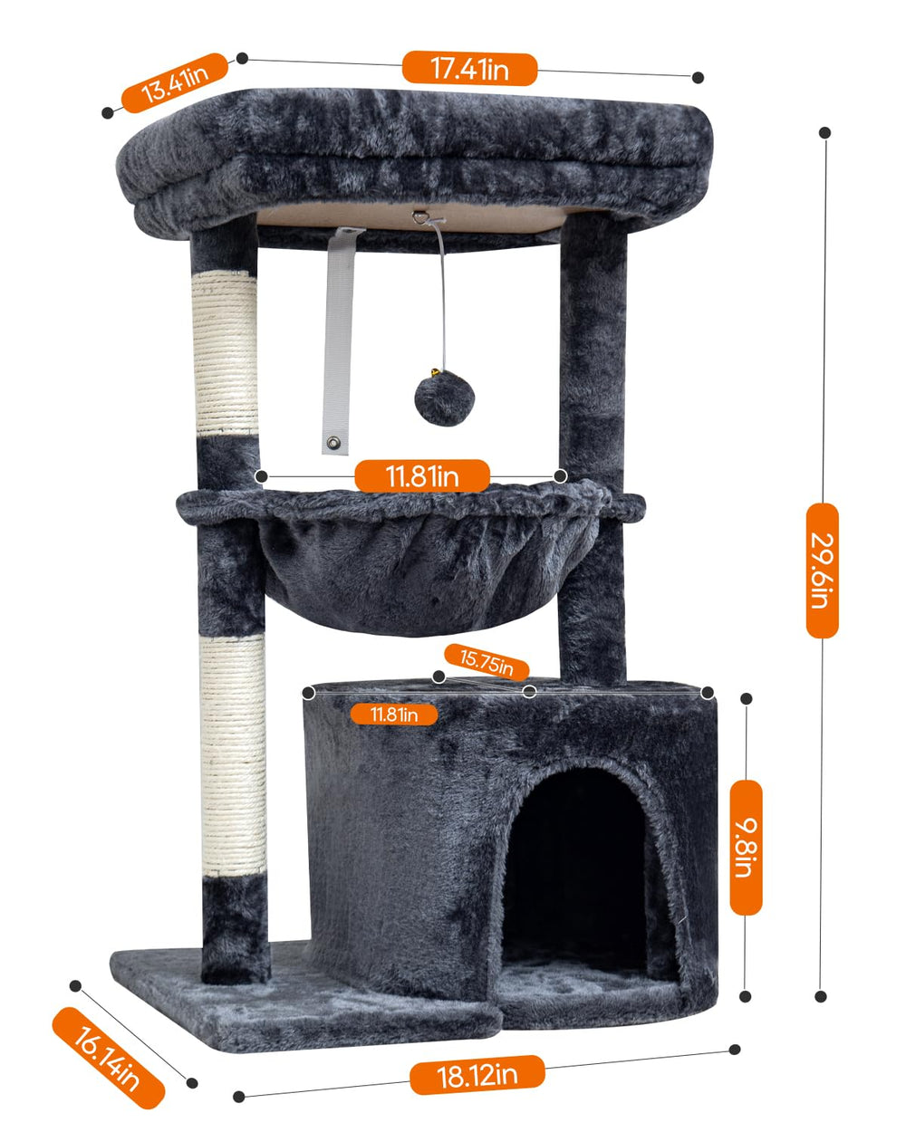 SYANDLVY cat tree with natural sisal posts promotes scratching and furniture protection.