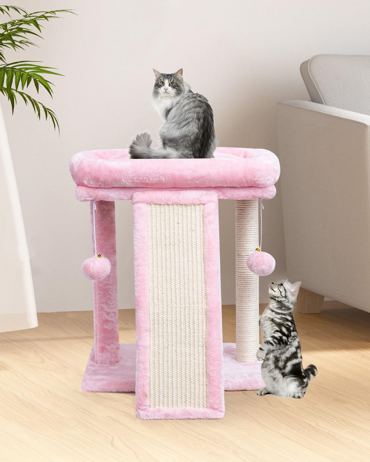 SYANDLVY small cat tree sturdy base plates ensure stable indoor climbing