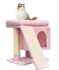 SYANDLVY Small Pink Cat Tree perch provides cozy warmth and a comfy stretch spot.