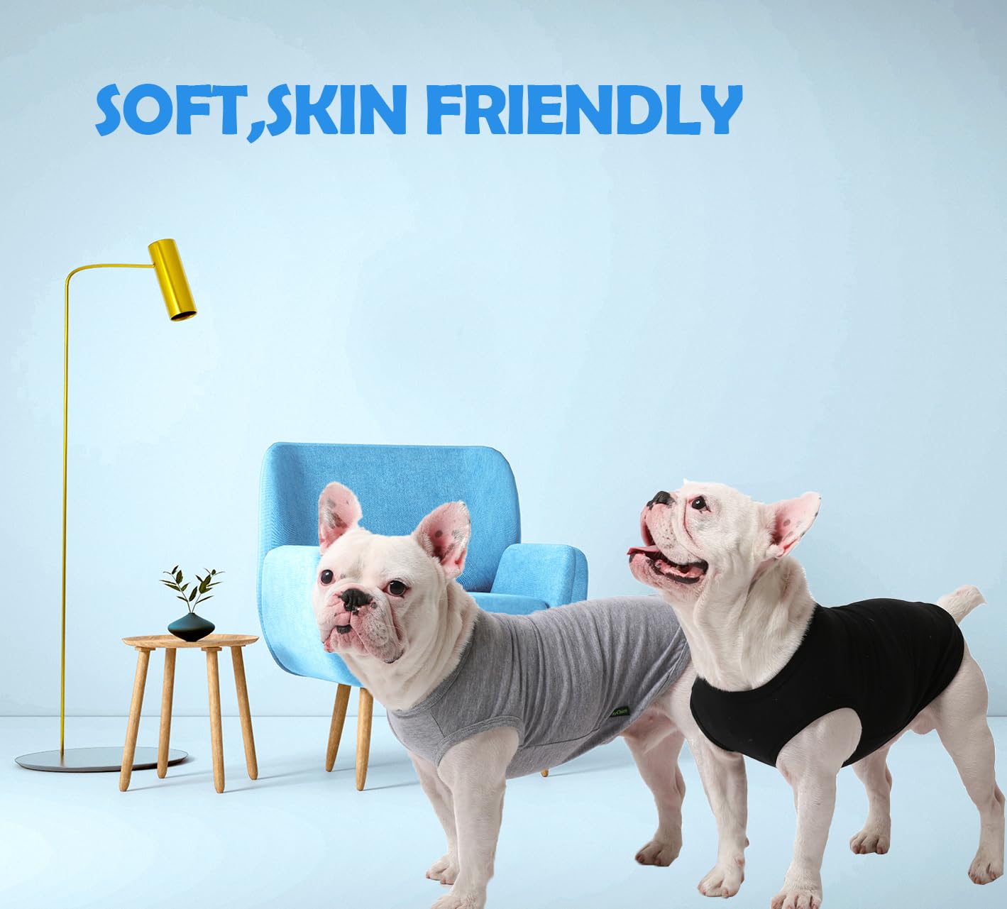 SyChien dog blank shirt XXL elastic neck shows secure, flexible pull-on design.