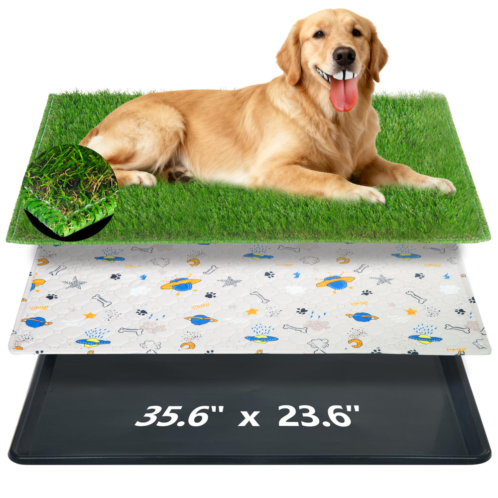 SyFatWeen dog loo system with grass turf for indoor potty training and mess reduction