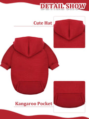 Syhood dog hoodie with red pocket for easy layering and warmth.
