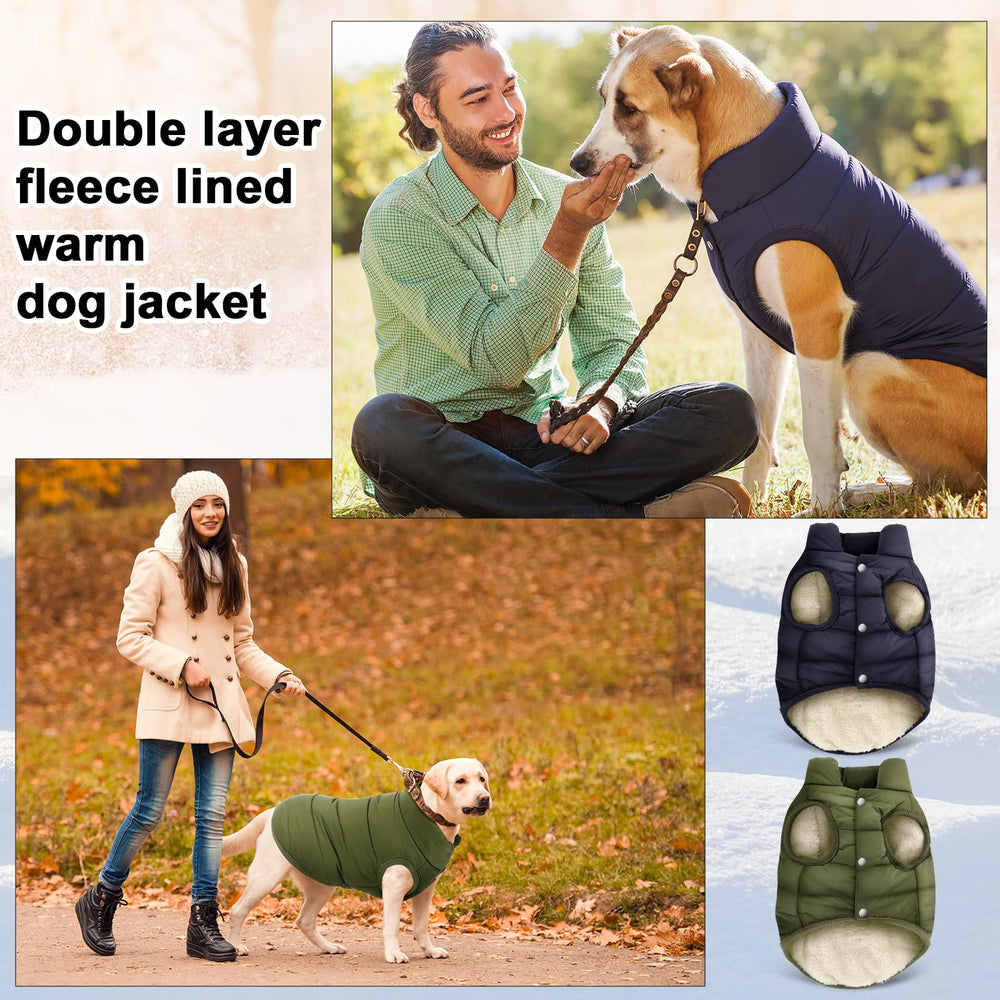 Syhood navy and green color options shown for winter layering