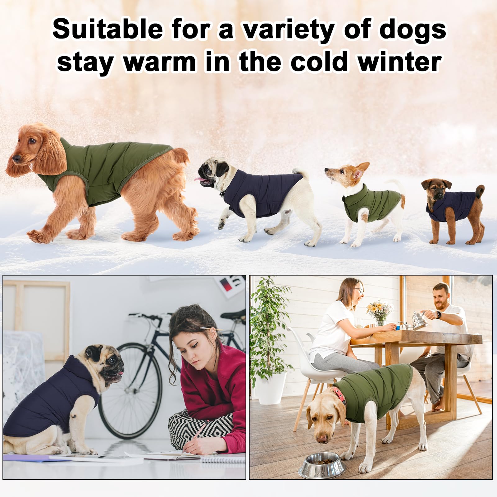 Syhood fleece-inside dog jacket interior delivers soft warmth
