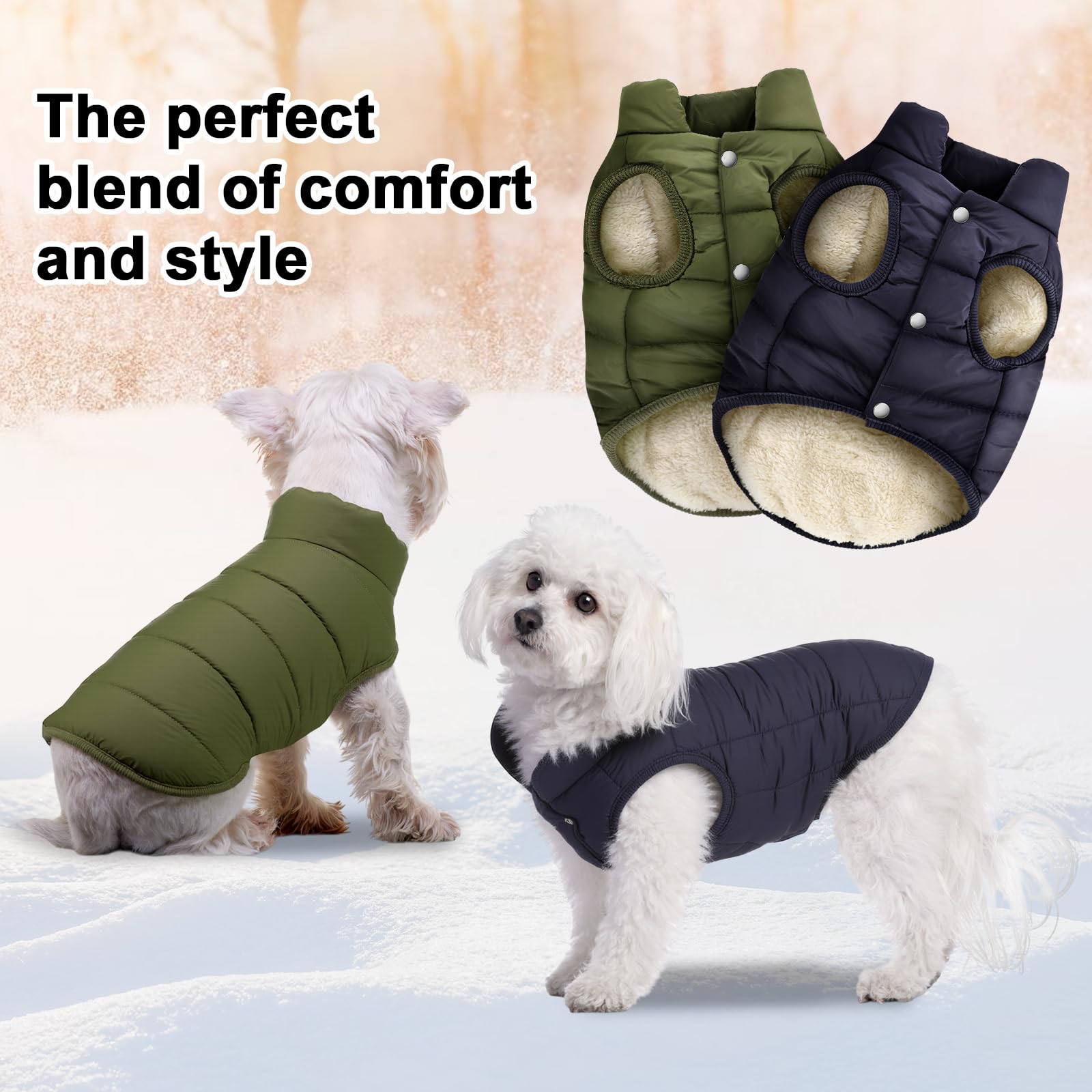 Syhood dog jacket snaps closeup showing secure three-clip closure